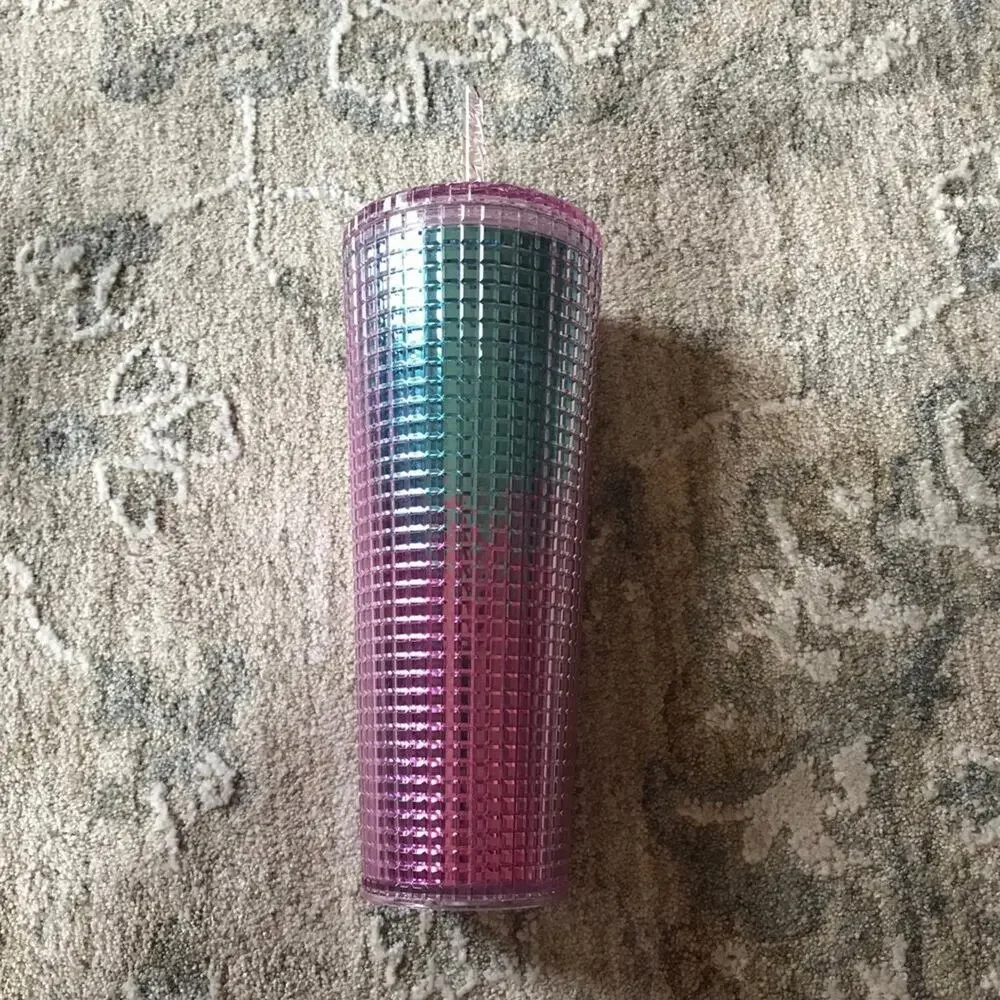 NWT Starbucks Blue and Purple Grid Tumbler